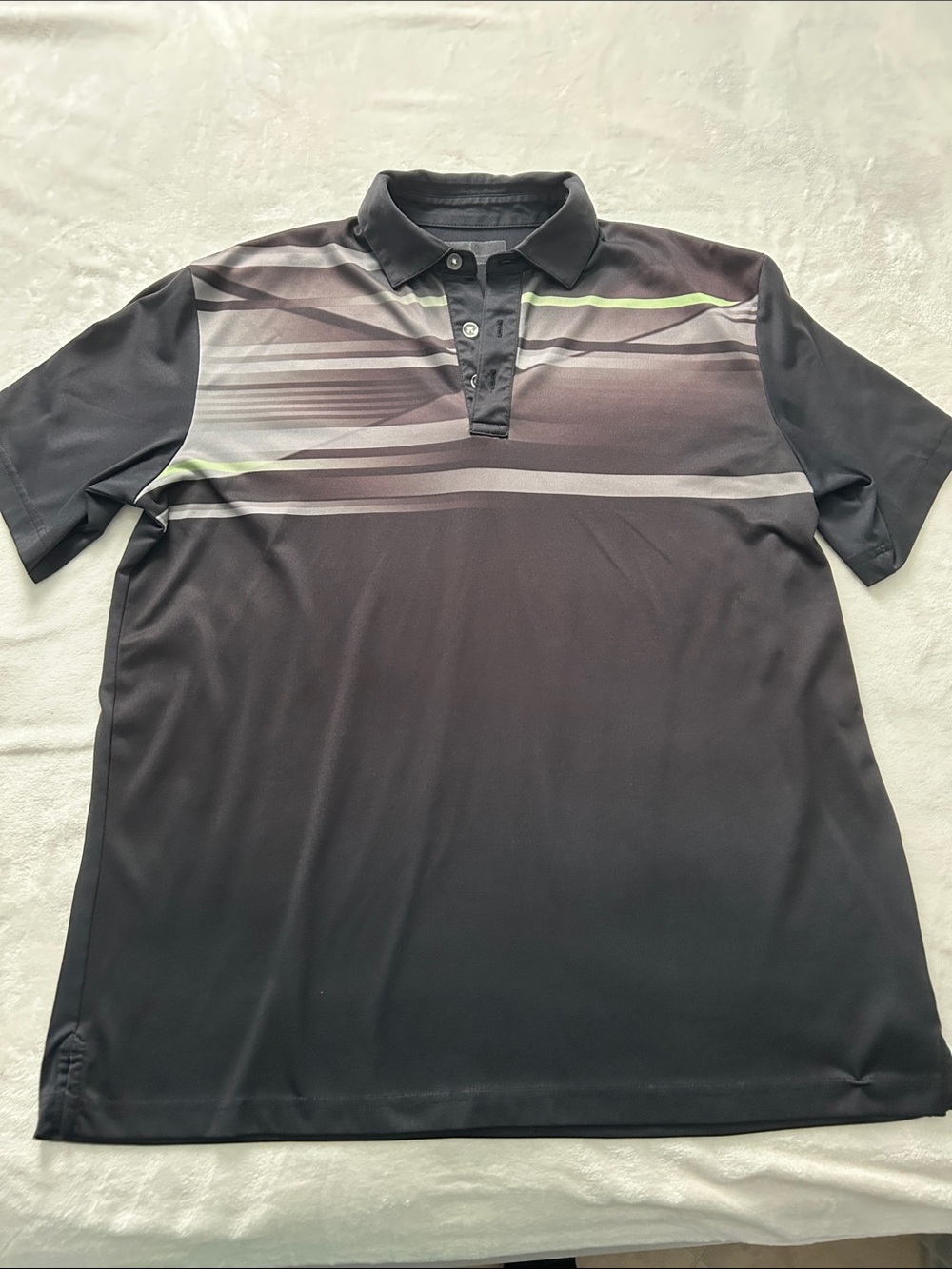 Callaway Black Polo with Gray and Lime Accent Stripes